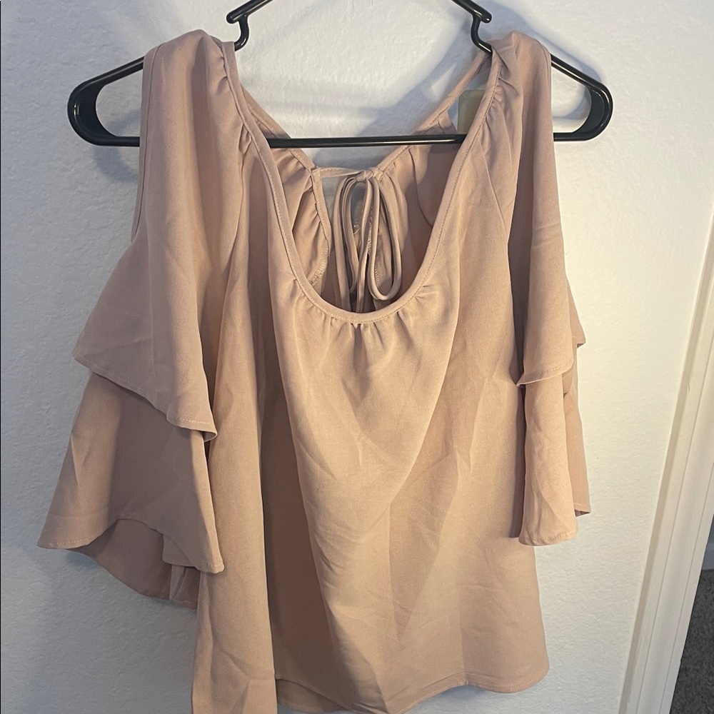 Women's Tie-Back Ruffle Sleeve Top - Blush